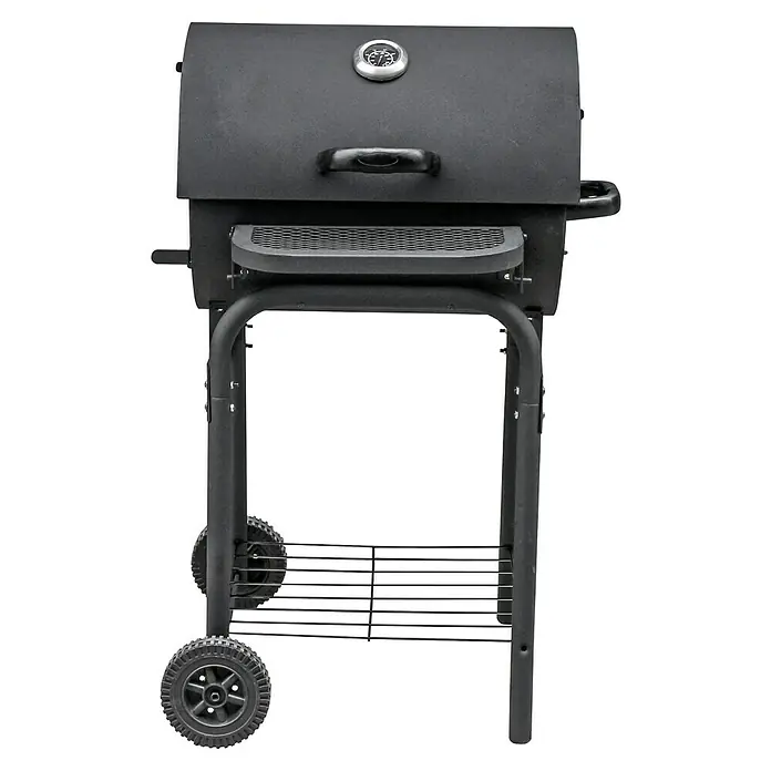 Grillstar Holzkohlegrill Grilltonne - L x B x H: 71 x 109 x 87 cm, Schwarz, Hauptgrillfläche: 46 x 43 cm - Diagonale Ansicht