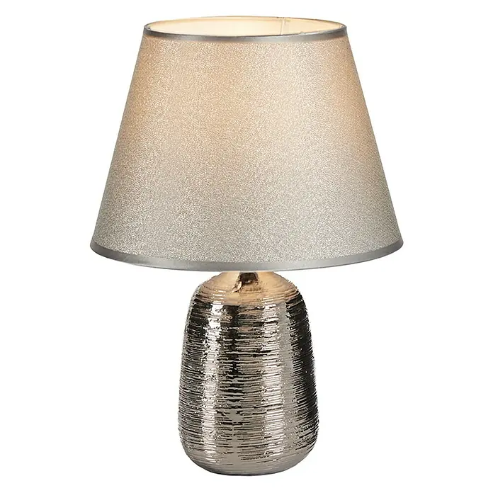 Lámpara de sobremesa Cilindro - 40 W, L x An x Al: 25 x 25 x 37 cm, Plateado, Plateado, E14 - Vista frontal