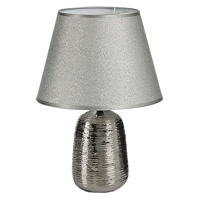 Lámpara de sobremesa Cilindro - 40 W, L x An x Al: 25 x 25 x 37 cm, Plateado, Plateado, E14 - Vista frontal