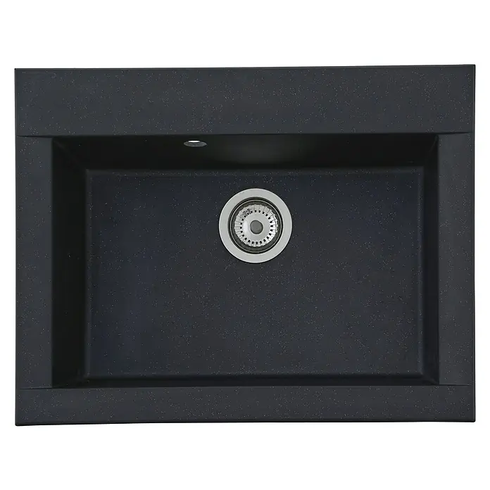 Respekta Einbauspüle Ohio - 66 x 50 cm, 1 Becken, Mineralite, Schwarz - Ansicht von oben