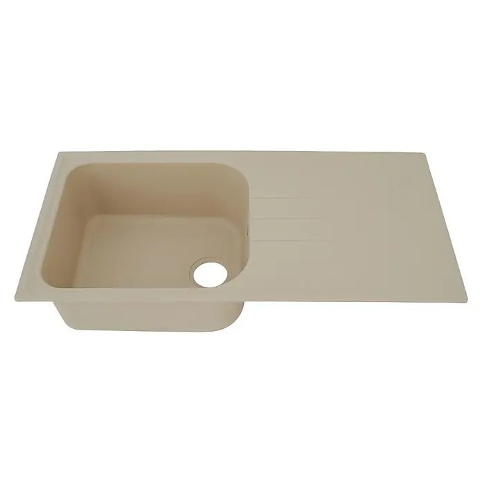 Respekta by Schock Einbauspüle Orlando - 100 x 50 cm, 1 Becken, Cristalite®, Beige - Diagonale Ansicht