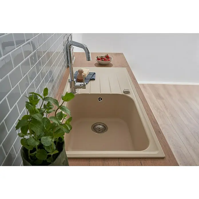 Respekta by Schock Einbauspüle Orlando - 100 x 50 cm, 1 Becken, Cristalite®, Beige - Stimmungsaufnahme