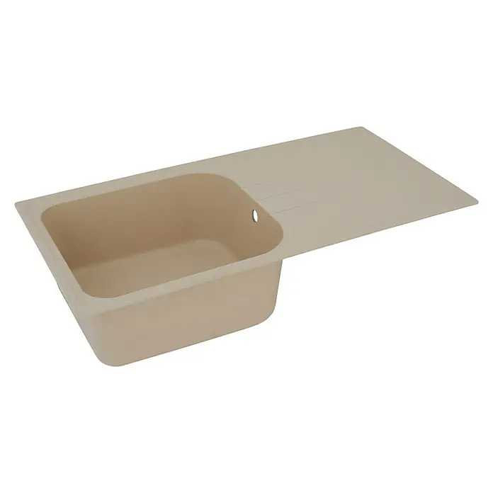 Respekta by Schock Einbauspüle Orlando - 100 x 50 cm, 1 Becken, Cristalite®, Beige - Diagonale Ansicht