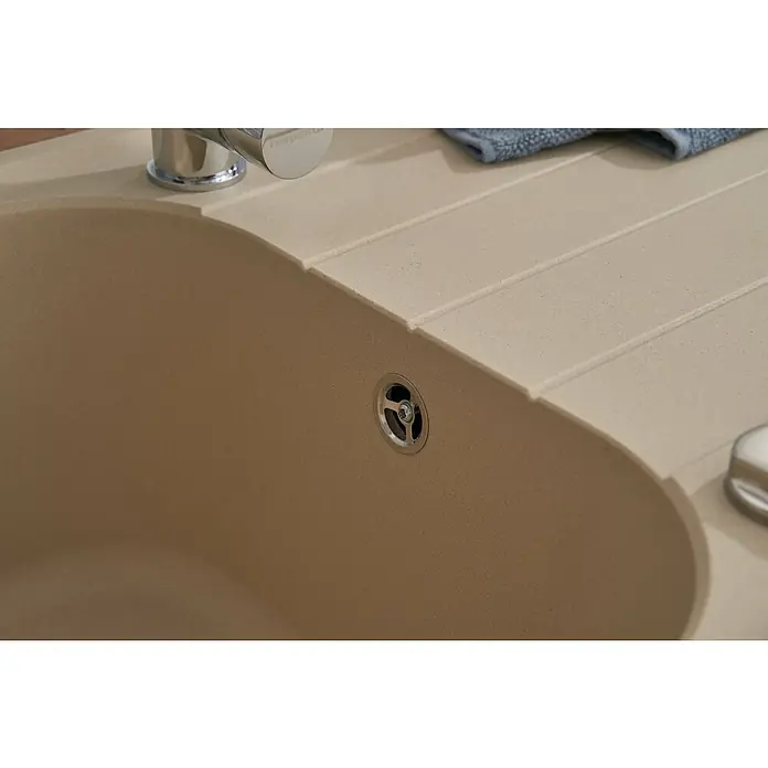 Respekta by Schock Einbauspüle Orlando - 100 x 50 cm, 1 Becken, Cristalite®, Beige - Detailaufnahme