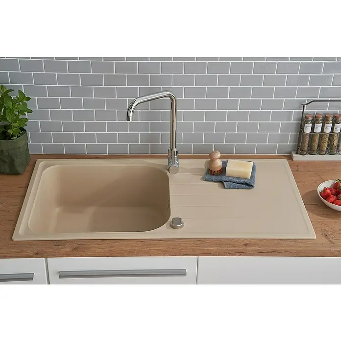 Respekta by Schock Einbauspüle Orlando - 100 x 50 cm, 1 Becken, Cristalite®, Beige - Stimmungsaufnahme