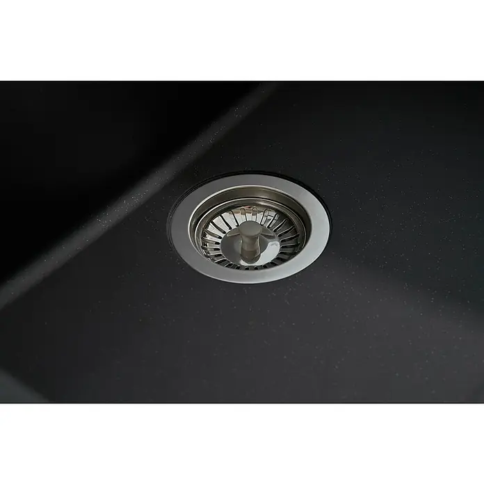 Respekta Einbauspüle Ohio - 66 x 50 cm, 1 Becken, Mineralite, Schwarz - Detailaufnahme