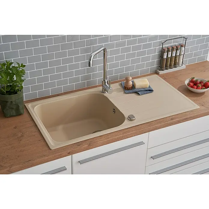 Respekta by Schock Einbauspüle Orlando - 100 x 50 cm, 1 Becken, Cristalite®, Beige - Stimmungsaufnahme