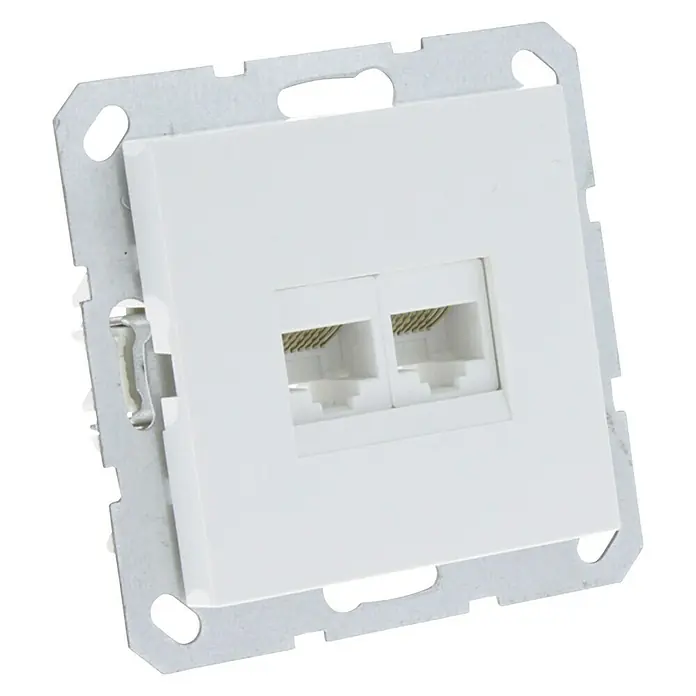 Q-Link UAE-datacontactdoos S-Line - Polarwit, 2 aansluitingen - Diagonaal zicht