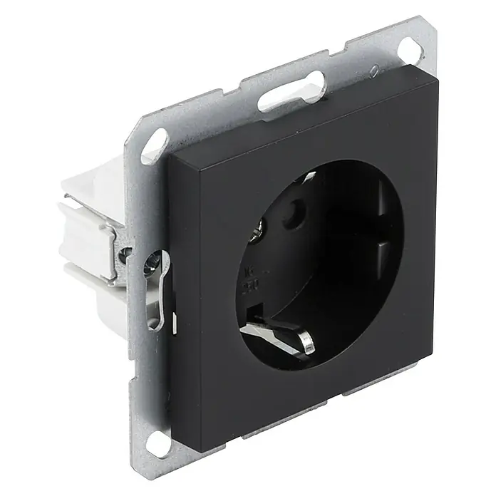Q-Link Stopcontact S-Line - Zwart - Diagonaal zicht