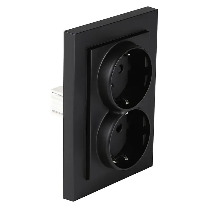 Q-Link Stopcontact S-Line - Zwart - Diagonaal zicht