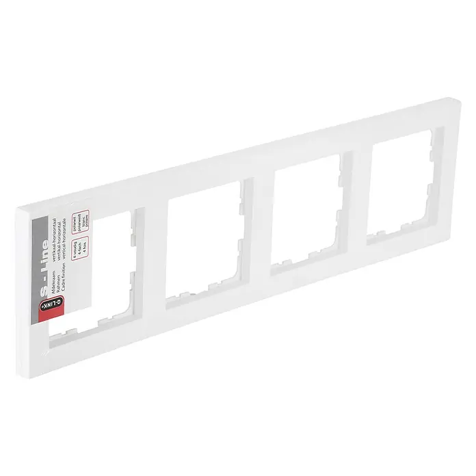 Q-Link Afdekraam S-Line - Wit, 4 voudig, Kunststof, Inbouw - Diagonaal zicht