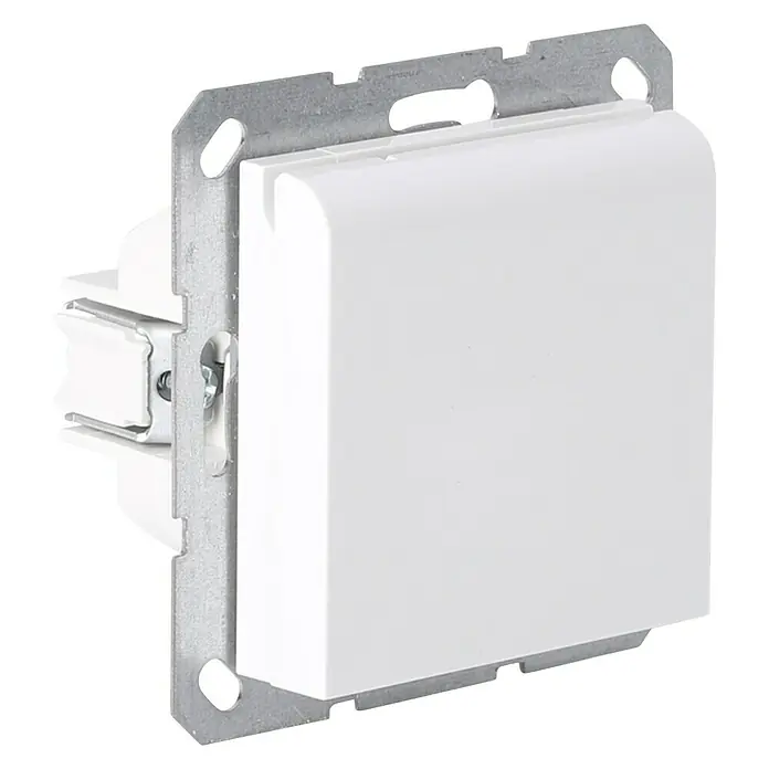 Q-Link Stopcontact met klep S-Line - Polarwit - Diagonaal zicht
