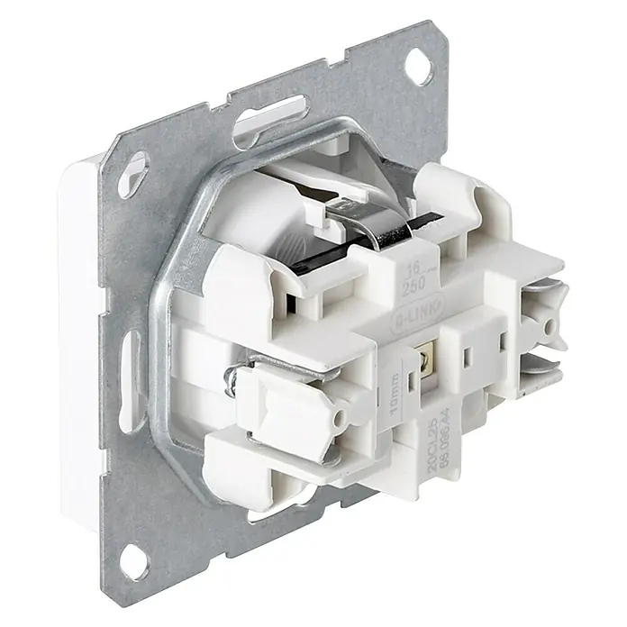 Q-Link Stopcontact met klep S-Line - Polarwit - Diagonaal zicht