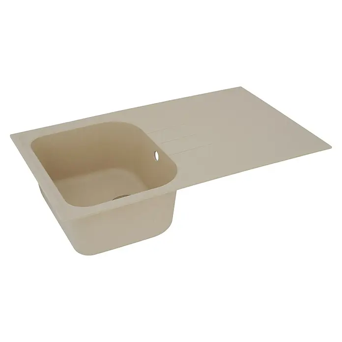 Respekta by Schock Einbauspüle Orlando - 86 x 50 cm, 1 Becken, Cristalite®, Beige - Diagonale Ansicht