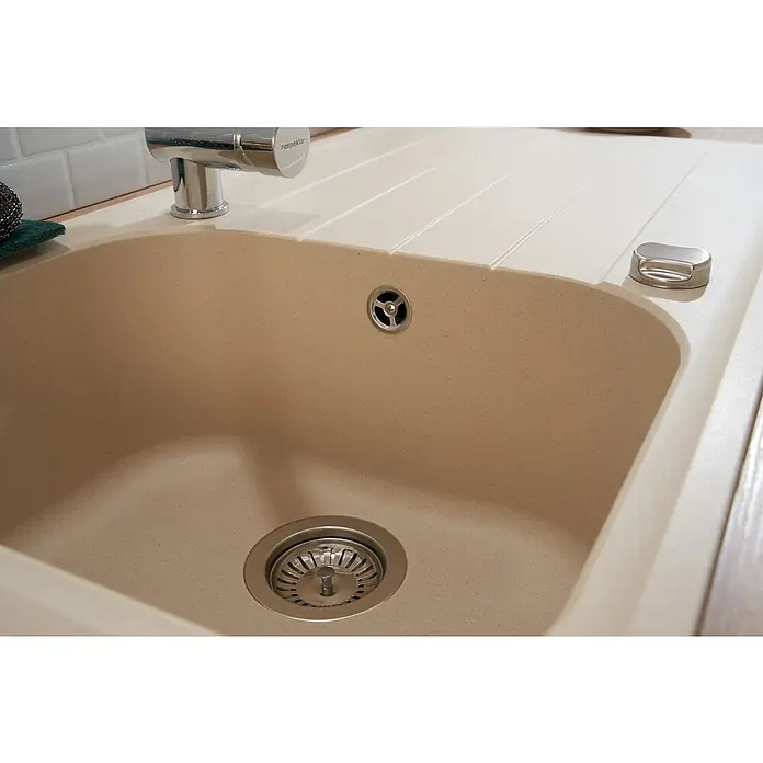 Respekta by Schock Einbauspüle Orlando - 86 x 50 cm, 1 Becken, Cristalite®, Beige - Detailaufnahme