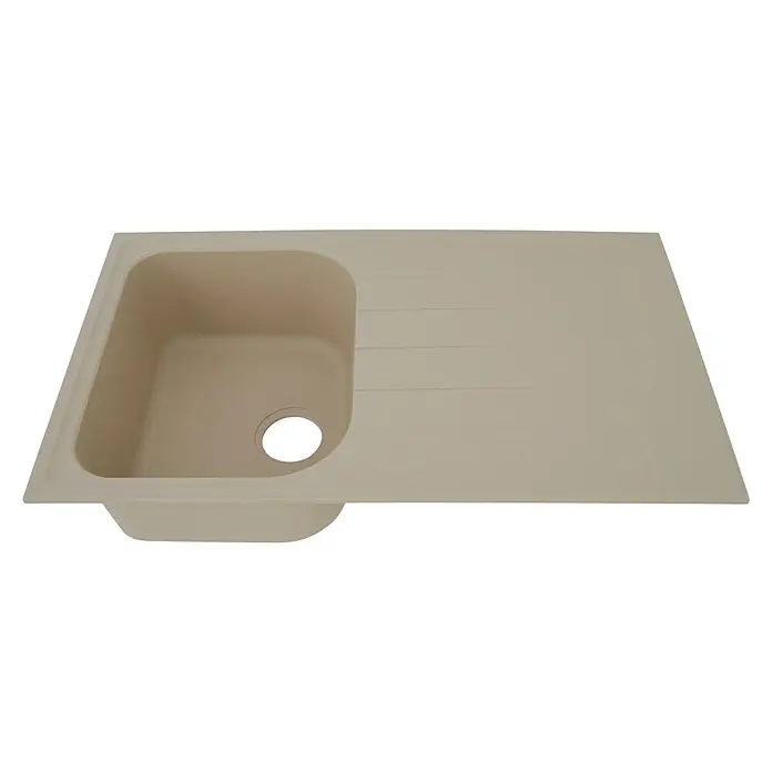 Respekta by Schock Einbauspüle Orlando - 86 x 50 cm, 1 Becken, Cristalite®, Beige - Diagonale Ansicht