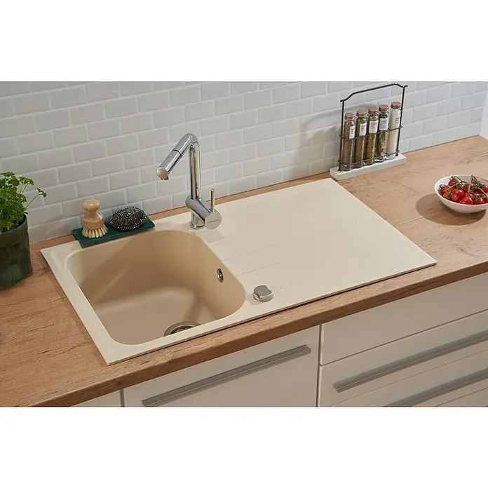 Respekta by Schock Einbauspüle Orlando - 86 x 50 cm, 1 Becken, Cristalite®, Beige - Stimmungsaufnahme