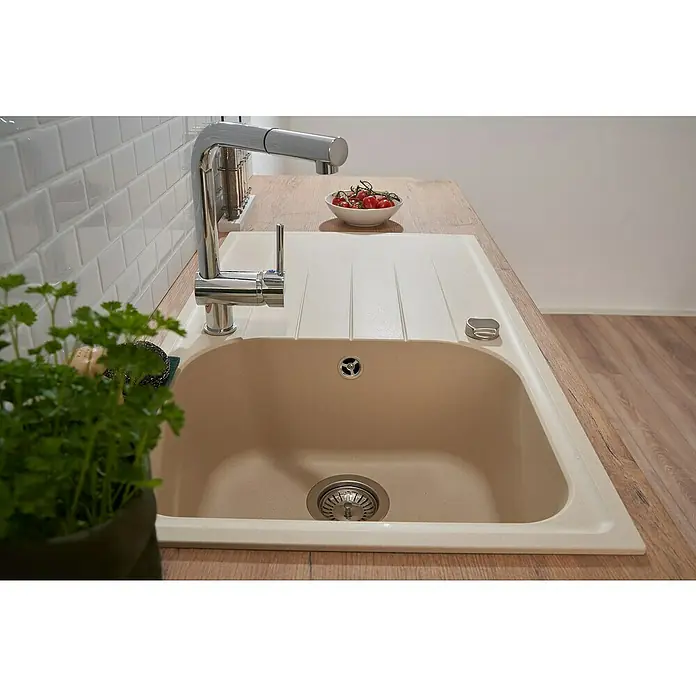Respekta by Schock Einbauspüle Orlando - 86 x 50 cm, 1 Becken, Cristalite®, Beige - Stimmungsaufnahme