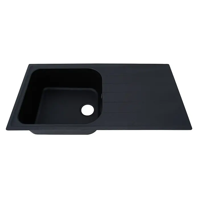 Respekta by Schock Einbauspüle Orlando - 100 x 50 cm, 1 Becken, Cristalite®, Schwarz - Diagonale Ansicht