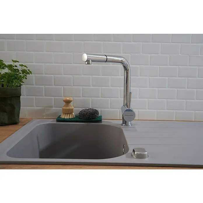 Respekta by Schock Einbauspüle Orlando - 86 x 50 cm, 1 Becken, Cristalite®, Grau - Stimmungsaufnahme