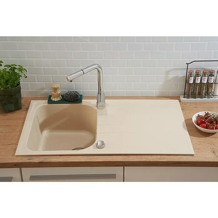 Respekta by Schock Einbauspüle Orlando - 86 x 50 cm, 1 Becken, Cristalite®, Beige - Stimmungsaufnahme