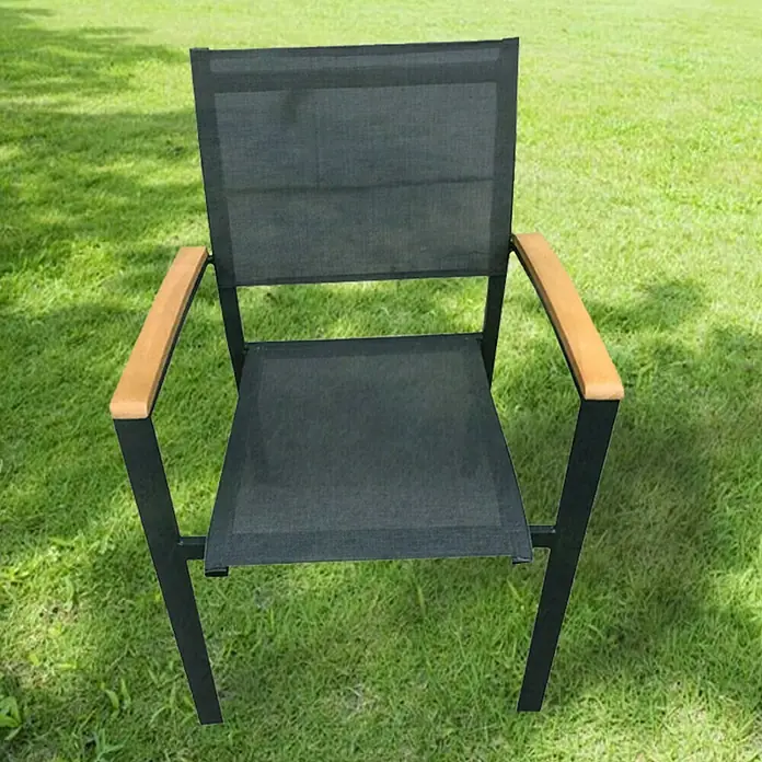 Silla de jardín Ariadna - An x Pr x Al: 62 x 56 x 87 cm, Antracita / Marrón natural - Foto ambiente