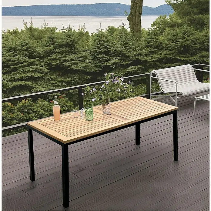 Mesa de jardín Ariadna - L x An: 150 x 90 cm, Eucalipto, Natural - Foto ambiente