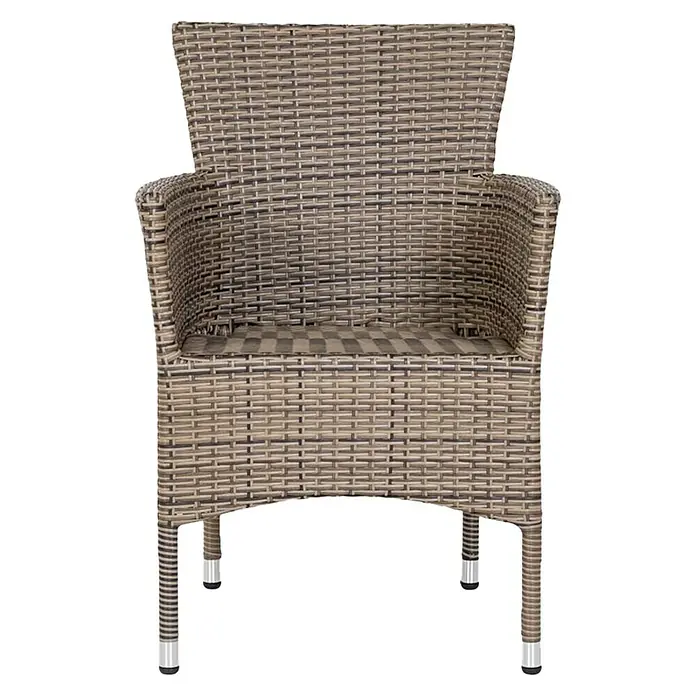 Sillón de jardín Rouen - An x Pr x Al: 59 x 61,5 x 87 cm, Ratán sintético, Marrón oscuro, Apilable - Vista frontal