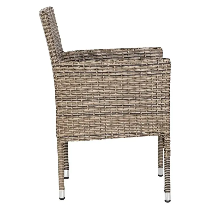 Sillón de jardín Rouen - An x Pr x Al: 59 x 61,5 x 87 cm, Ratán sintético, Marrón oscuro, Apilable - Vista de perfil derecho