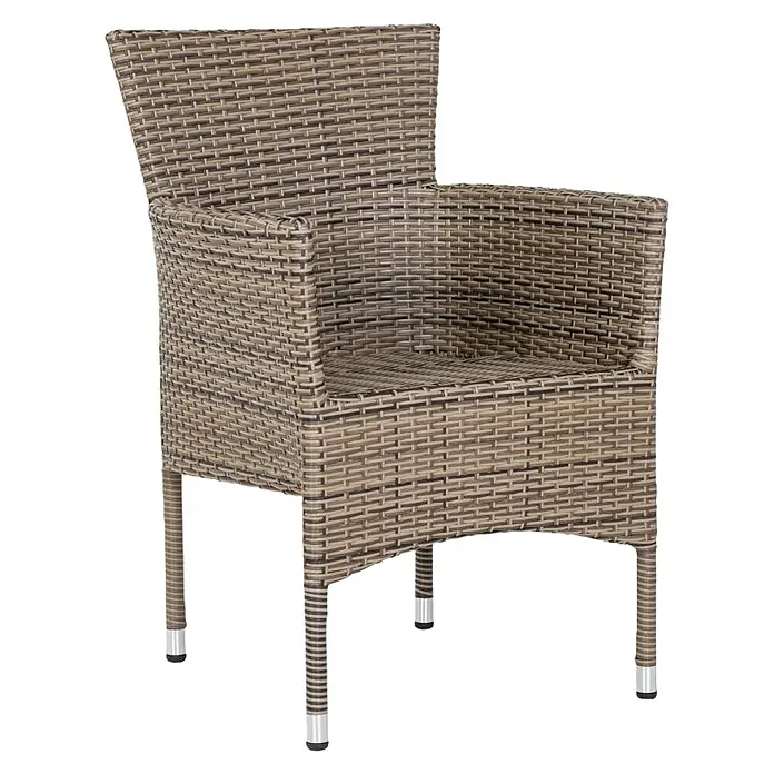 Sillón de jardín Rouen - An x Pr x Al: 59 x 61,5 x 87 cm, Ratán sintético, Marrón oscuro, Apilable - Vista angular
