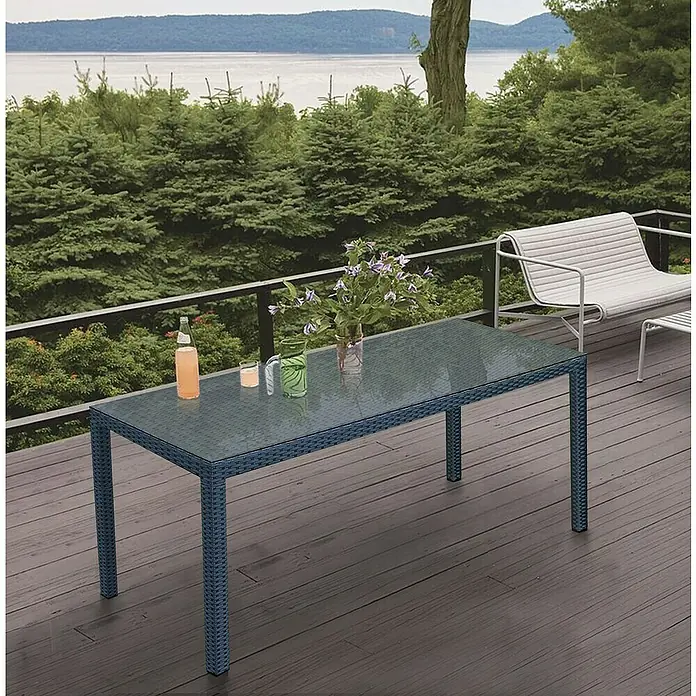 Sunfun Mesa de jardín Neila - L x An: 160 x 100 cm, Vidrio, Gris plata - Foto ambiente