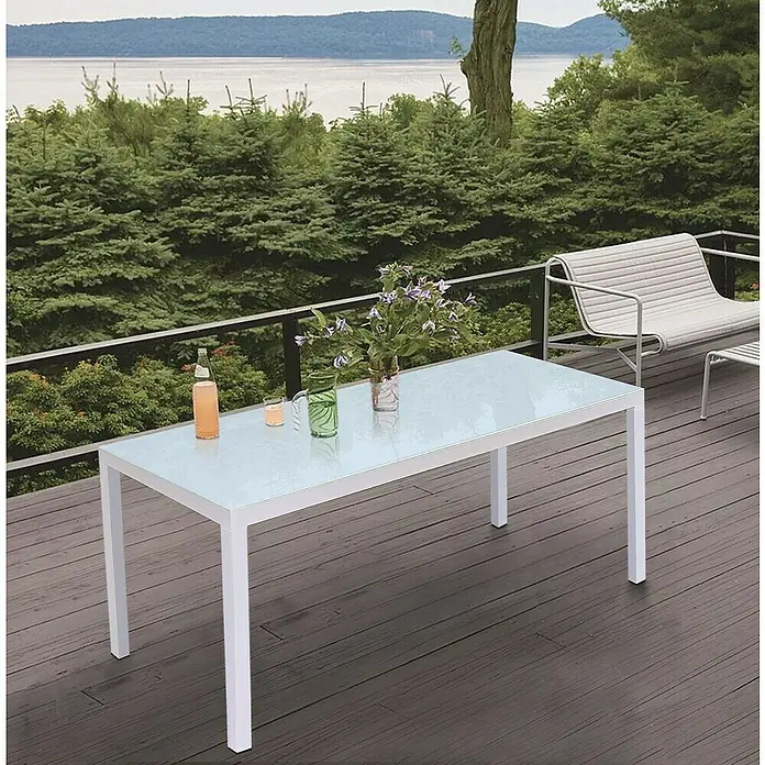 Sunfun Mesa de jardín Luciana - L x An: 150 x 90 cm, Blanco - Foto ambiente