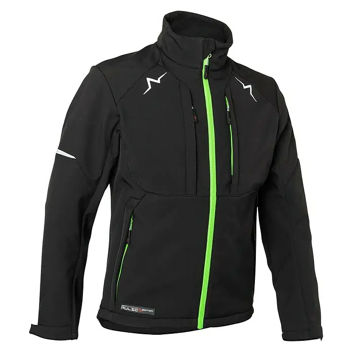 Kübler Pulse Softshell-Jacke - Konfektionsgröße: XXL,  Schwarz/Neongrün - Diagonale Ansicht