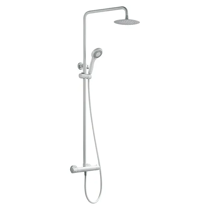 Imex Sistema de ducha Kent - Con grifo termostático, Número de tipos de chorro: 3 ud., Blanco - Vista angular