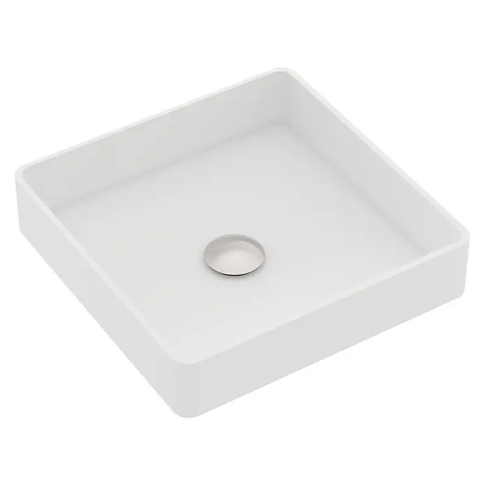 Lavabo de sobremesa Cronos - 37 x 37 cm, Sin desbordamiento, Blanco - Vista angular