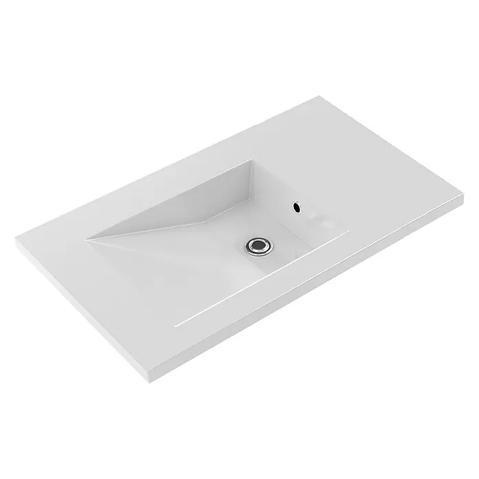 Lavabo Grecia - 100 x 46 cm, Con desbordamiento, Blanco - Vista angular