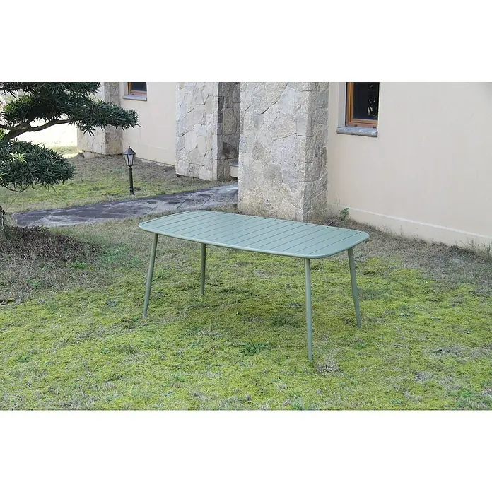 Mesa de jardín Noor - L x An: 163 x 90 cm, Verde - Foto ambiente