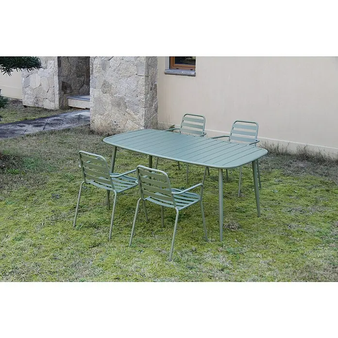 Silla de jardín Noor - An x Pr x Al: 52 x 56 x 80 cm, Verde - Foto ambiente