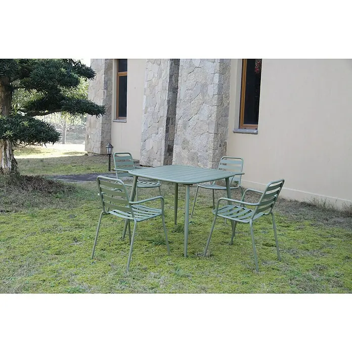 Silla de jardín Noor - An x Pr x Al: 52 x 56 x 80 cm, Verde - Foto ambiente