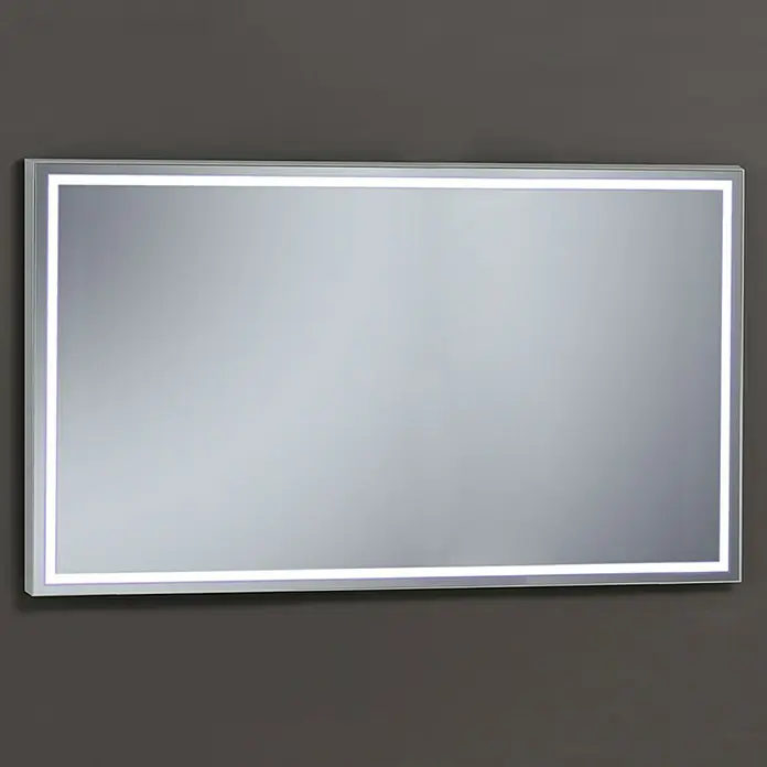 Espejo con luz LED Lisbeth - An x Al: 140 x 80 cm, Transformador, Color del marco: Plateado - Producto en uso
