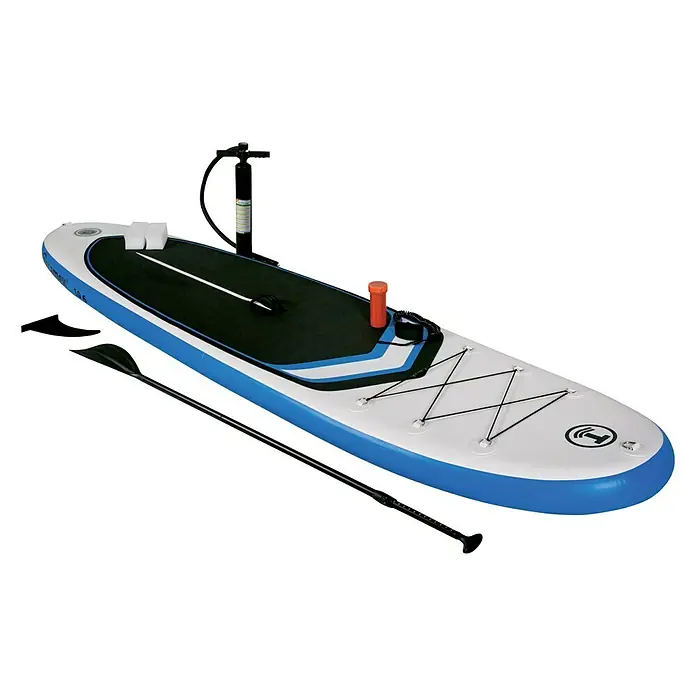 Talamex SUP-Board-Set 10.6 - L x B x H: 320 x 81 x 15 cm, Nutzlast: 100 kg, Aufblasbar, Blau/Weiß - Diagonale Ansicht