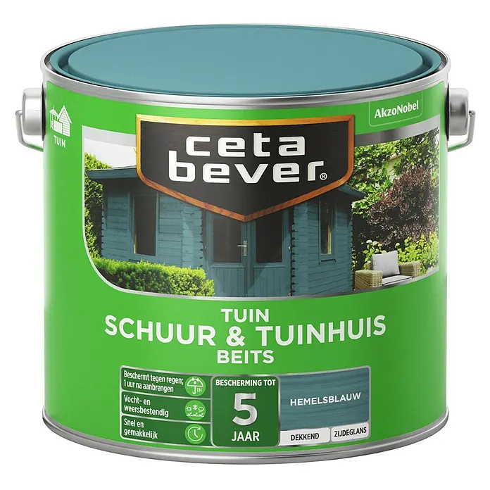 Cetabever Houtbeits Schuur & Tuinhuis Hemelsblauw - Hemelsblauw, 2,5 l - Vooraanzicht