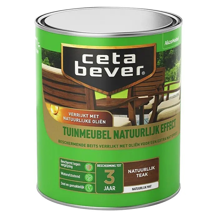Cetabever Meubelbeits Tuin - Natuurlijk teak, 750 ml, Mat - Vooraanzicht