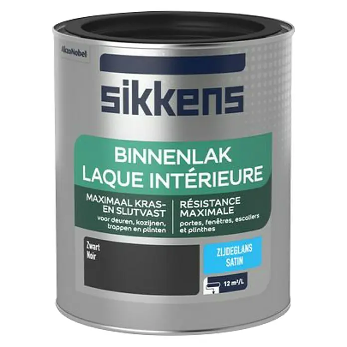 Sikkens Houtlak Zwart - Zwart, 750 ml, Zijdeglans - Vooraanzicht