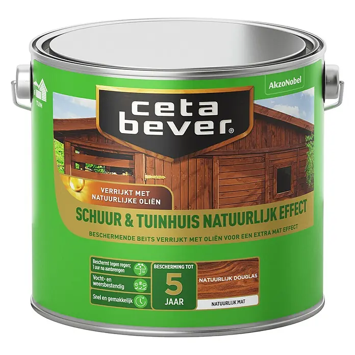 Cetabever Houtbeits Schuur & Tuinhuis - Natuurlijk douglas, 2,5 l, Mat - Vooraanzicht