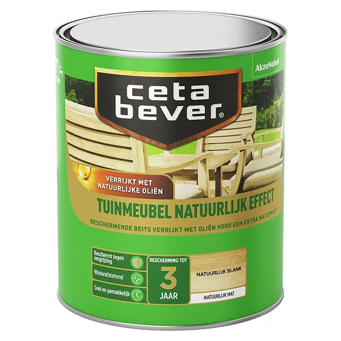 Cetabever Meubelbeits Tuin - Natuurlijk blank, 750 ml, Mat - Vooraanzicht