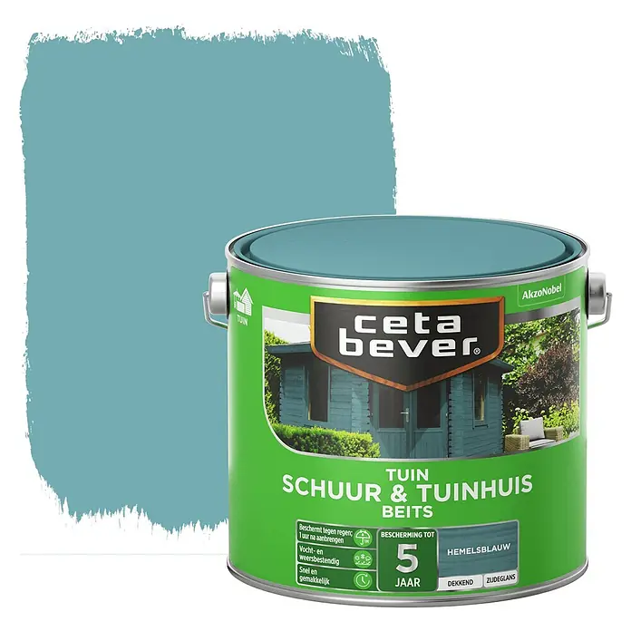 Cetabever Houtbeits Schuur & Tuinhuis Hemelsblauw - Hemelsblauw, 2,5 l - Vooraanzicht
