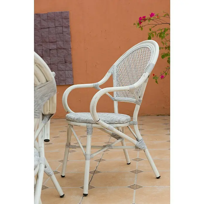 Silla de jardín Antonella - An x Pr x Al: 57 x 65 x 92 cm, Blanco - Foto ambiente
