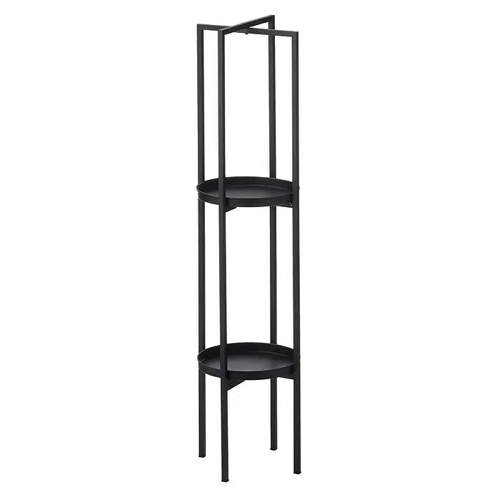 Blumenregal - L x B x H: 26 x 26 x 100 cm, Schwarz, Eisen - Diagonale Ansicht