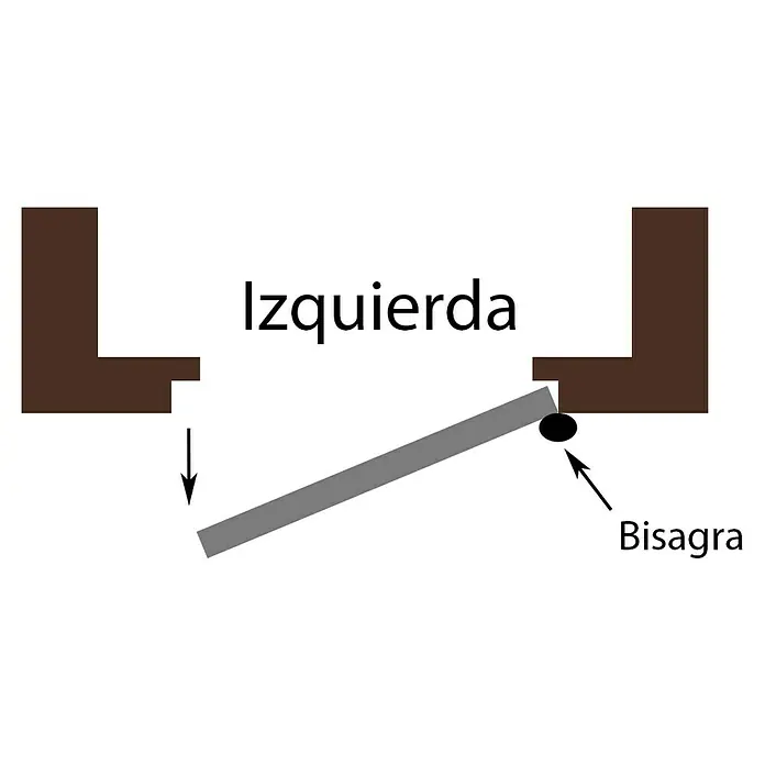 Novoferm Puerta metálica Super Standard Galvanizada con rejilla - 77,5 x 203,5 cm, Apertura según normativa: Izquierda - Dibujo técnico